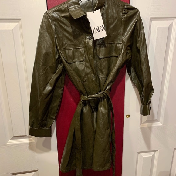 ZARA Lucia faux button up leather dress NWT** - Picture 2 of 2